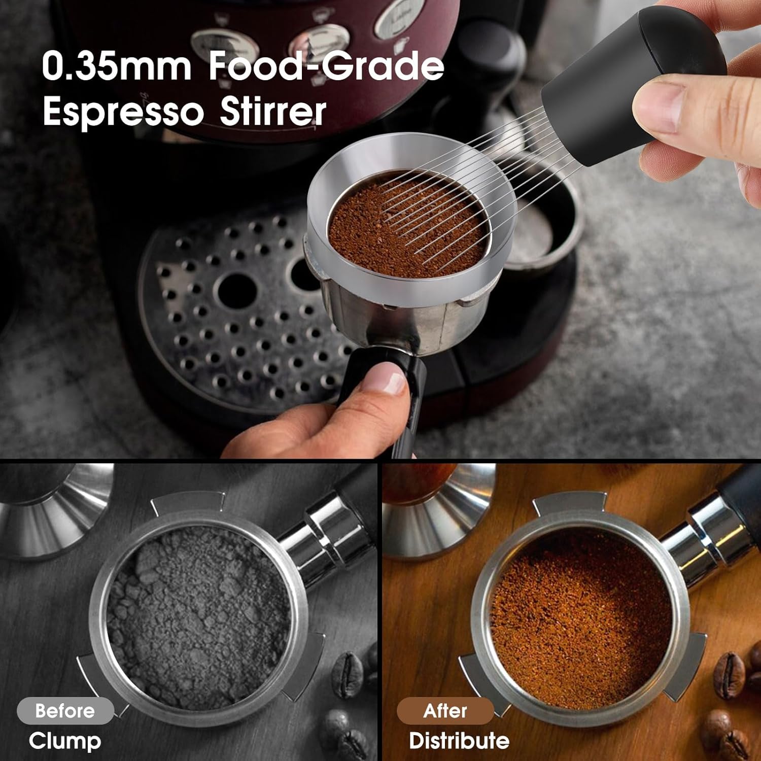 Reoszeank 51mm Espresso Accessories Kit, Spring Loaded Calibrated Tamper, WDT Tool and Dosing Funnel Set Fits Delonghi CASABREWS and atatix 51 mm Espresso Coffee Machines and Portafilter