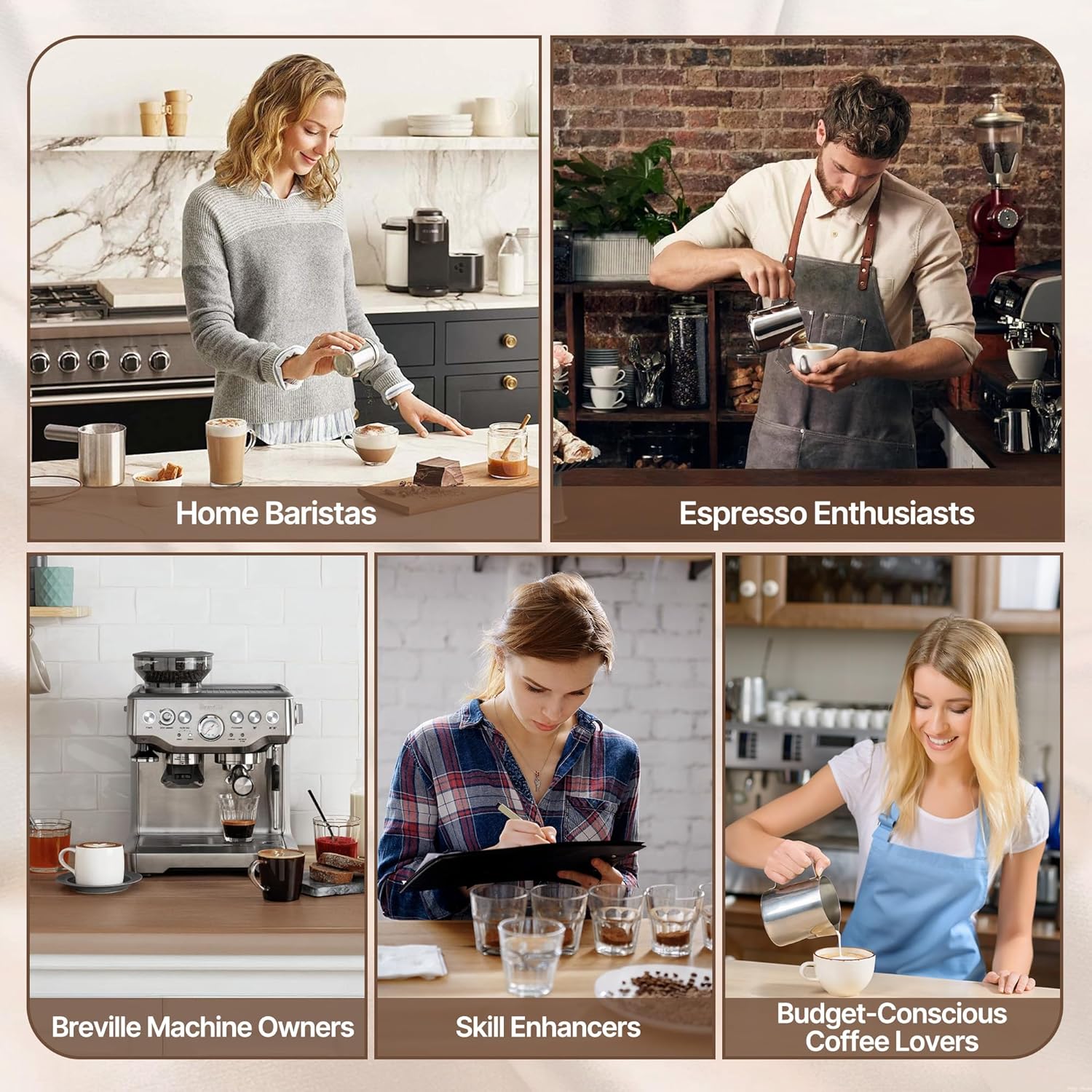54mm Bottomless Portafilter for Breville Barista Express Pro Touch, Naked Portafilter with 18-20g Filter Basket & 53.3mm Puck Screen, 304 FG Stainless Steel, Walnut Handle Espresso Accessories